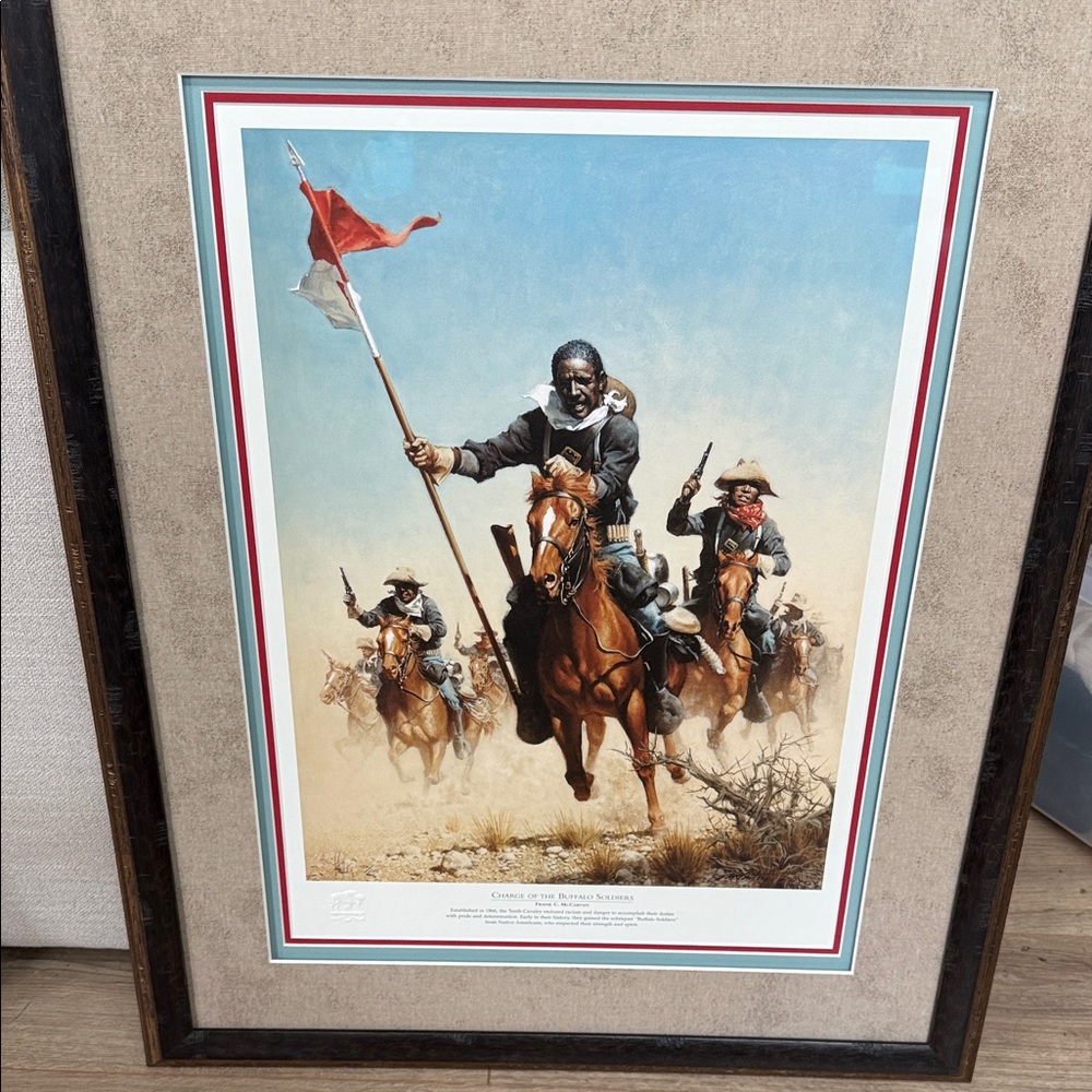 Limited edition Western art with Red and Blue Accents.32 1/2 tall, 25 1/2